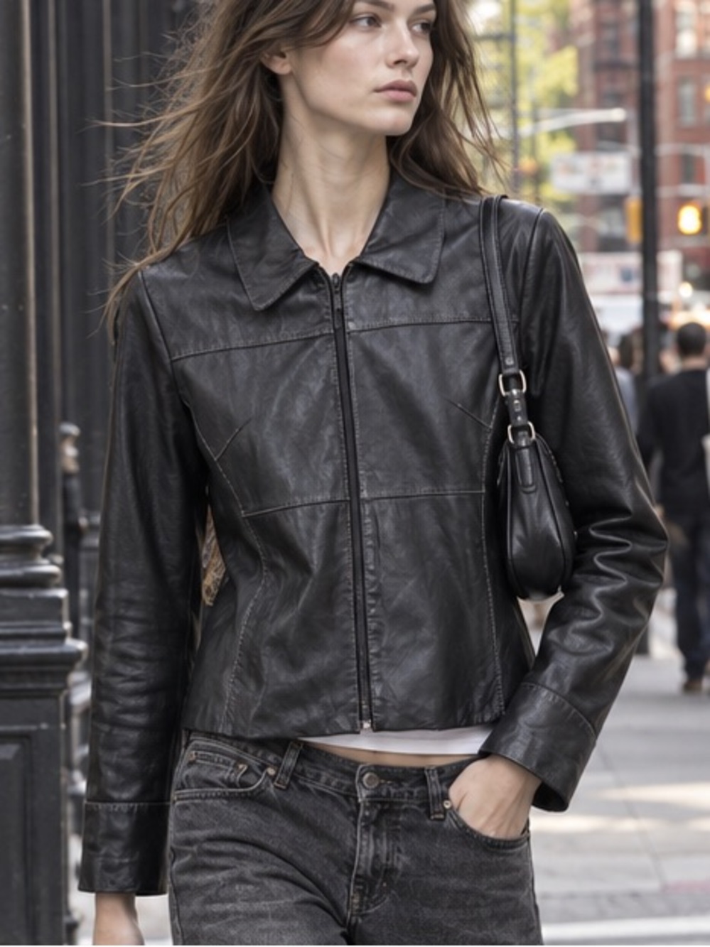 VTG Wilson’s Leather Maxima Y2K Black Panel Leather Jacket - Matrix - Size Large